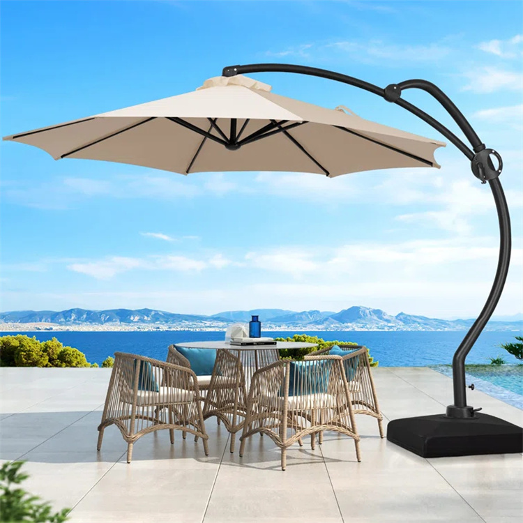 10 kaki Patio S bentuk Gantung Offset Cantilever Payung