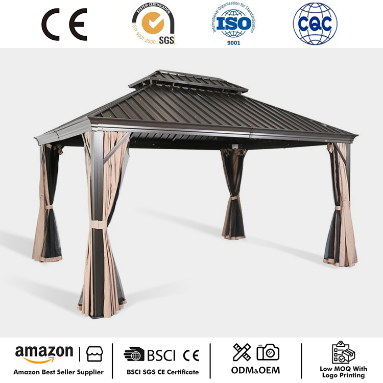 Gazebo Atas Keras Bingkai Aluminium 12' x 10'