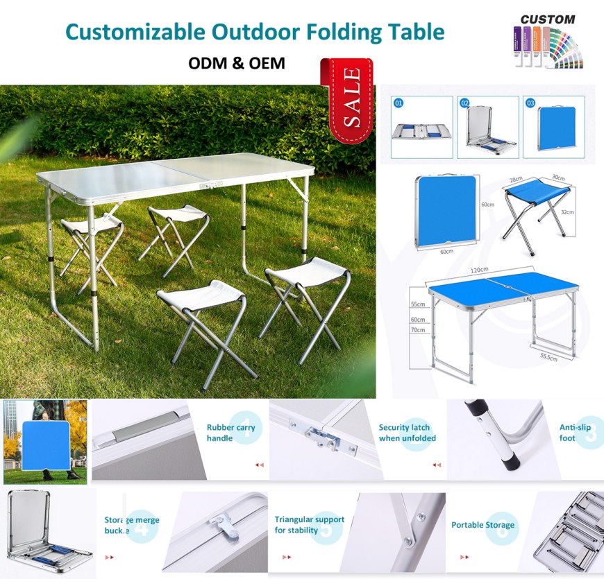 Set Meja dan Kerusi Lipat Aluminium