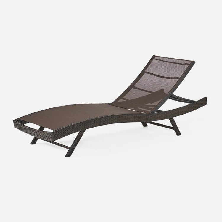 Kerusi lounge rotan chaise teras boleh laras