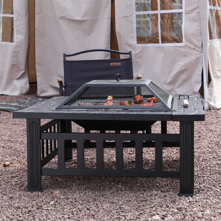 Firepit pembakaran kayu luaran persegi